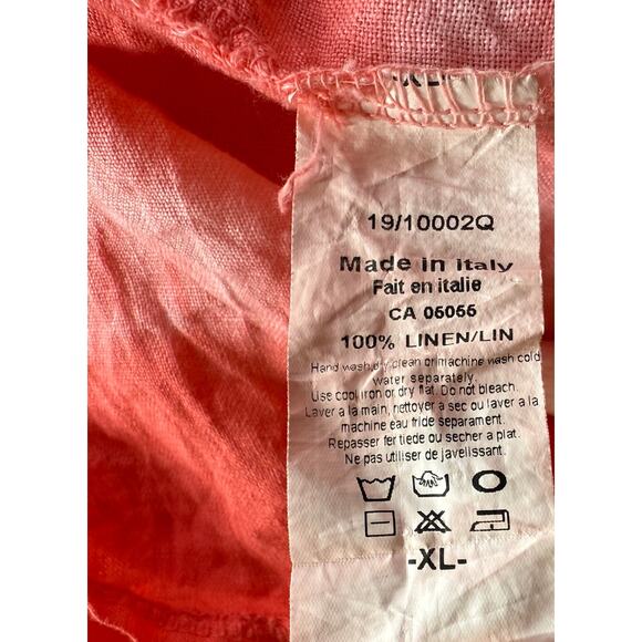 JM Italy Tunic Dress Womens XL Pink Linen Lace Beachy Coastal Vacation Cover up - Picture 6 of 12